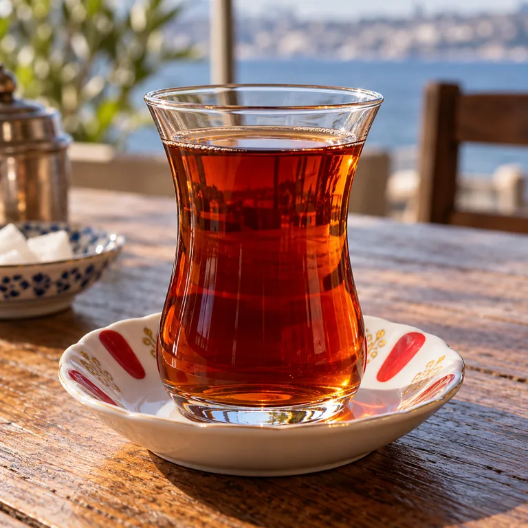 Türkischer schwarzer Tee im Teeglas