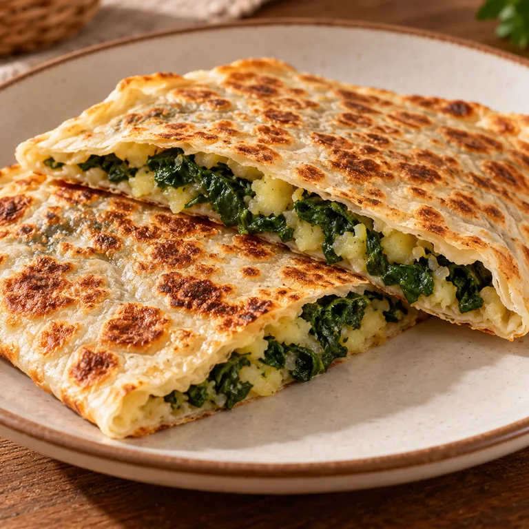 Gözleme mit Spinat und Kartoffeln