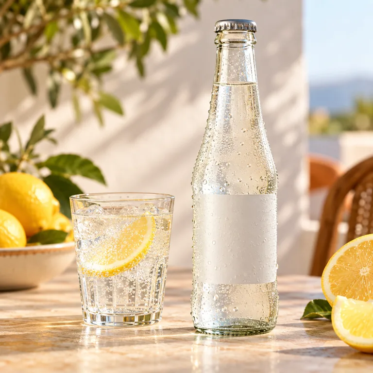 Sprudelnde Limonade in einer Glasflasche